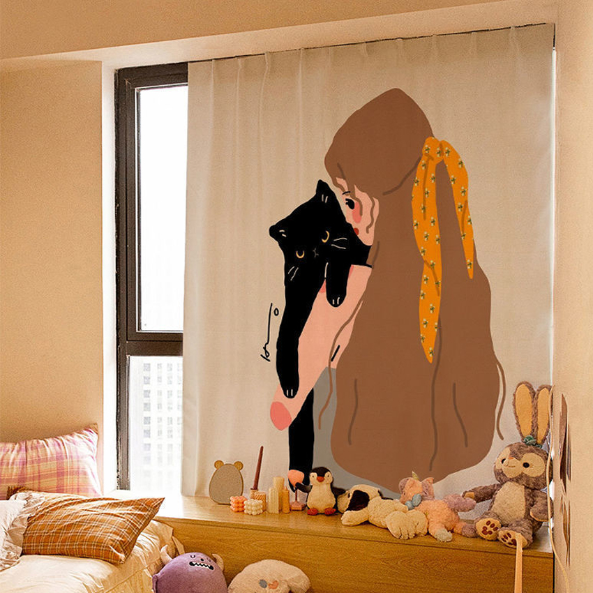 Cô gái ôm mèo